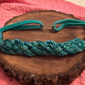 Vintage Chic Turquoise woven belt 29”